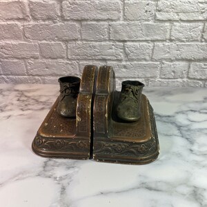 Vintage Bronze Baby Shoe Bookends