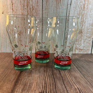 Vintage Holiday Coca-Cola Pine Branches and Pine Cone Glasses | Set of Three