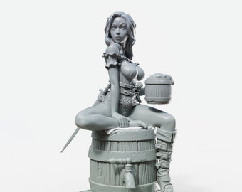 Jalissa, Female Fighter Pinup | 32mm or 75mm Pinup | Fantasy Miniature | DnD Miniature | Tabletop | Pathfinder | Role Playing