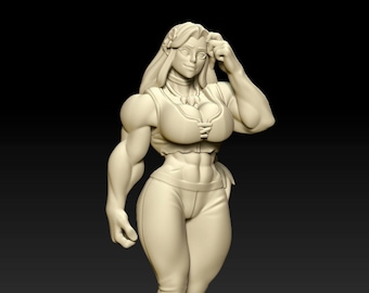 Fraeya Female Fighter Pinup | 28mm, 32mm, 54mm, 75mm Resin Miniature | DnD Miniature | Dungeons and Dragons | Tabletop | Pathfinder