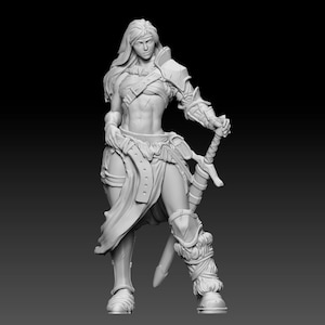 Barbarian Female | Fantasy Miniature | DnD Miniature | Dungeons and Dragons | Tabletop | Pathfinder | Role Playing
