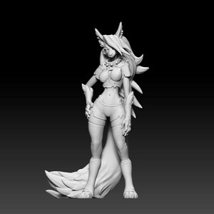 Wolf Girl | Pinup | 32mm, 54mm, 75mm Fantasy Resin Miniature | DnD Miniature | Dungeons and Dragons | Tabletop | Pathfinder | Role Playing