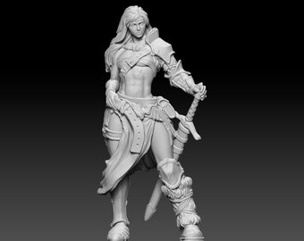 Barbarin weiblich | Fantasie-Miniatur | D&D Miniatur | Dungeons and Dragons | Tischplatte | Pfadfinder | Rollenspiel