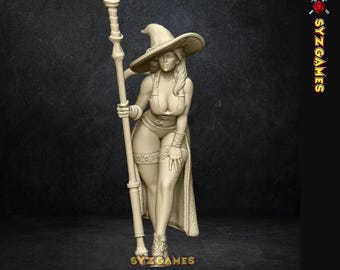 Pin-up de bruja / Miniatura de fantasía de 32 mm o 75 mm / Miniatura de DnD / Mazmorras y dragones / Juego de mesa / Pathfinder / Juego de rol