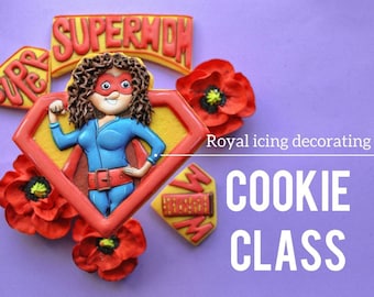 Mother's day cookie decorate class 4 in 1: royal icing recipe, icing consistencies, how to flood mom pattern, royal icing poppy flower