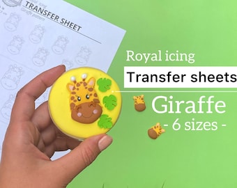 Giraffe icing transfer sheet 6 sizes, Safari animal icing transfer, Jungle animal icing template, Animal cookie stencil, Zoo icing pattern