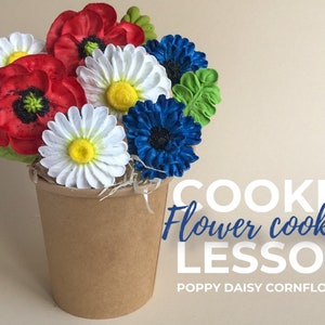 Flower cookie class 3 in 1, Royal icing floral cookies, Memorial, Labor day, Rustic wedding, American flag, 4 July cookie bouquet