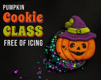 Halloween cookie class,  Pumpkin cookie decorate tutorial, Sugar cookie recipe + video tutorial, Thanksgiving cookie decorate lesson