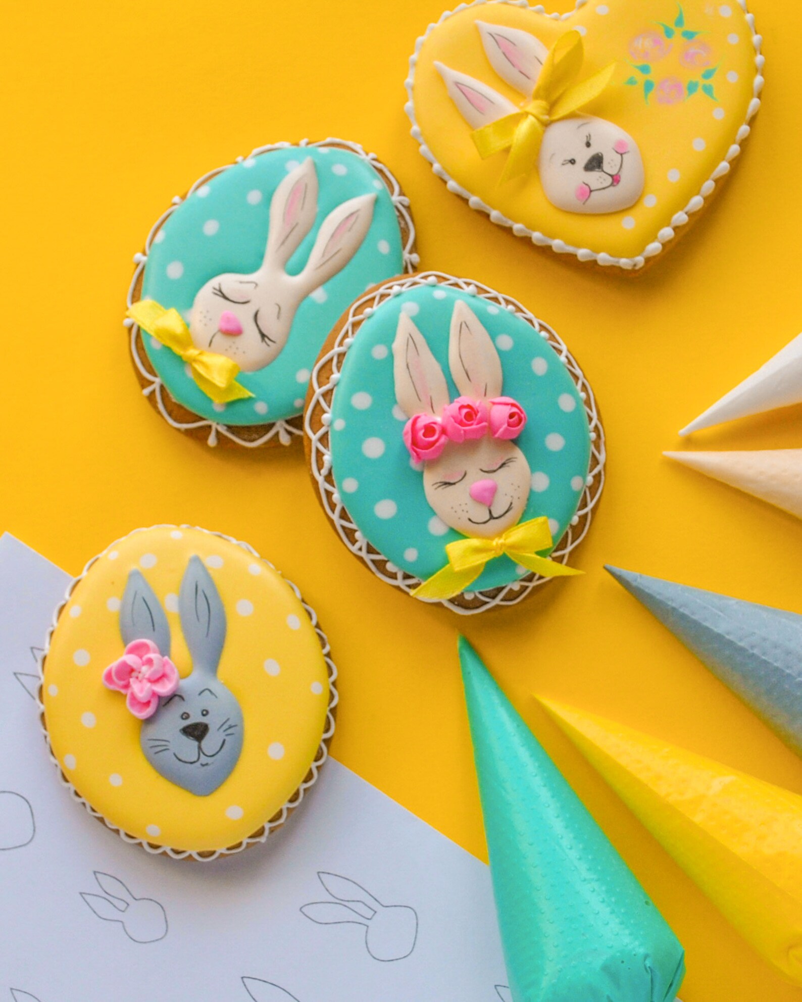 Icing transfer sheet Easter bunny cookies 2 rabbit patterns Etsy