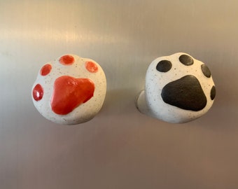Cat Paw Refrigerator Magnet Set, Handmade Ceramic Magnet, Cute Cat Magnet, Handmade Fridge Magnet, Lovely Gift