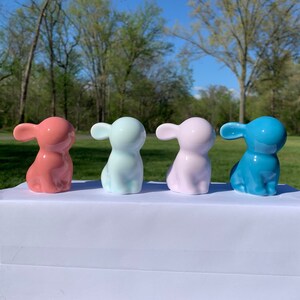 Small Bunny Figurine, Handmade Porcelain Rabbit, Cute Home Decoration, Pastel Bunny Figurine