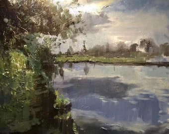 Nameless Lake Under the Sun, Oil Painting, Canvas Art, Scenery Oil Painting
