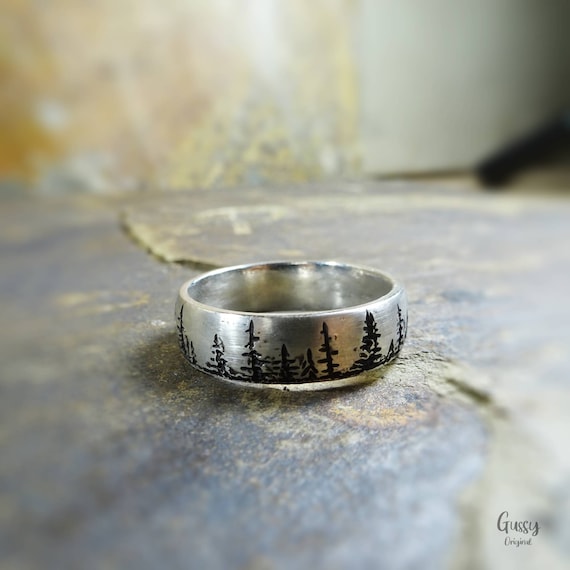 Mens wedding sales rings with trees