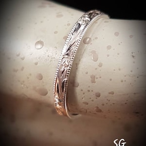 Sterling silver, solid, hand engraved, stackable ring, stacking ring, beautiful hand made ring, wedding band, pinky ring, antique look