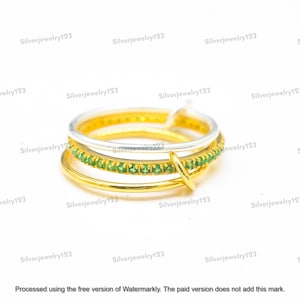 18K Gold Filled Emerald Link Ring: Chunky Interlocking Statement Ring