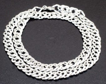 Collana a catena piatta in argento sterling con grano: maglia intrecciata, unisex