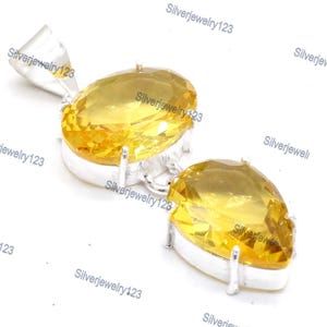 Yellow Citrine 925 Sterling Silver Pendant: Handmade Gemstone Jewelry