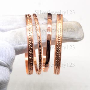 Solid Copper Cuff Bangle Set: Adjustable Unisex Bracelets
