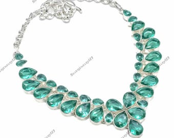 Paraiba Tourmaline Gemstone Necklace: Handmade Sterling Silver Gemstone Pendant