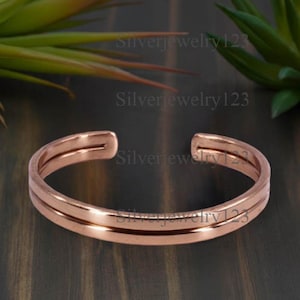 Solid Copper Cuff Bangle: Handmade Arthritis Pain Relief Bracelet