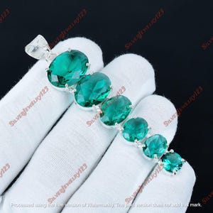 Green Apatite 925 Sterling Silver Pendant: Long Bohemian Jewelry