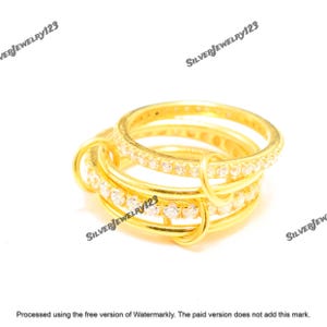 18K Gold Filled Multi Link Ring: 925 Sterling Silver, Non-Tarnish