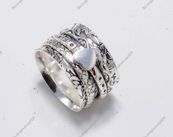 Anillo de corazón de plata esterlina hecho a mano / Joyería de plata 925 / Regalo para ella