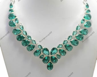 Paraiba Tourmaline Gemstone Elegant Necklace: Handmade Sterling Silver Gemstone Pendant