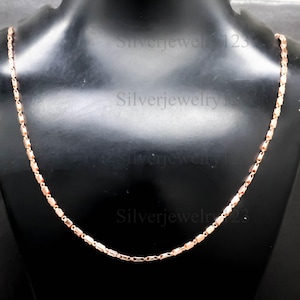Copper Flat Link Chain Necklace – 16&quot; to 30&quot; Patterned Bar Chain, Polished Copper Jewelry, Unisex Statement Chain, Gift for Him or Her