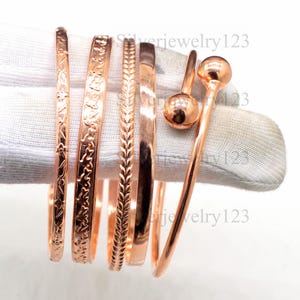 Solid Copper Cuff Bangle Set: Adjustable Unisex Design