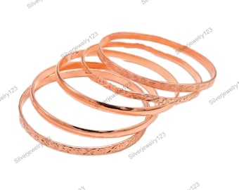 Armbandsset i ren massiv koppar | Handgjorda koppararmband för kvinnor