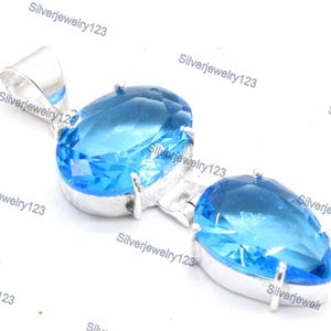 Swiss Blue Topaz Pendant: Handmade Sterling Silver Gemstone