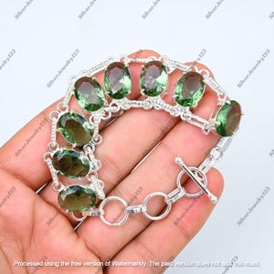 Green Amethyst Sterling Silver Bracelet: Adjustable Gemstone Jewelry