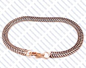 Oxidiertes Kupfer Weizen Kettenarmband: Unisex Herringbone Stil