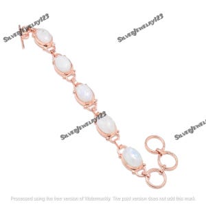 Copper Moonstone Bracelet – Handmade Rainbow Moonstone Jewelry – Boho Adjustable Copper Link Bracelet – June Birthstone Gift