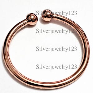 Handmade Solid Copper Cuff Bracelet: Minimalist Ball End Bangle