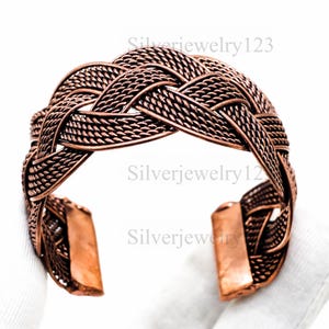 Handmade Braided Copper Cuff Bracelet: Oxidized Woven Bangle