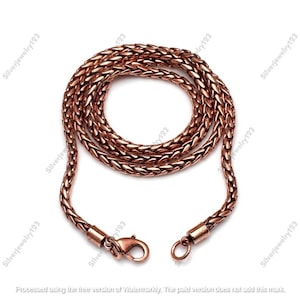 Oxidized Copper Wheat Chain Necklace: Solid Copper, Vintage Style