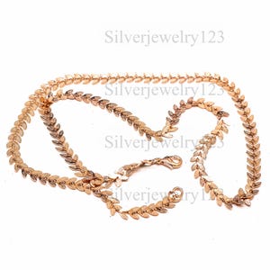 Copper Leaf Chain Necklace | Botanical Nature Jewelry | Elegant Statement Necklace | Unique Gift for Her | Dainty Copper Necklace |