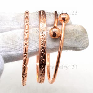 Solid Copper Cuff Bangle Set: Handmade Adjustable Copper Bracelet