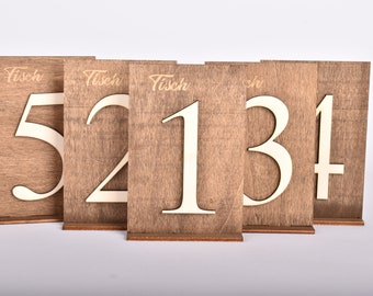 Tischnummern Hochzeit aus Holz zweiseitige, Gästetische