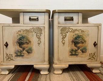 Antique solid wood bedside tables from the beginning of the last century