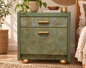 Design vintage chest of drawers unique with elements of sculpture 61x66x36 cm