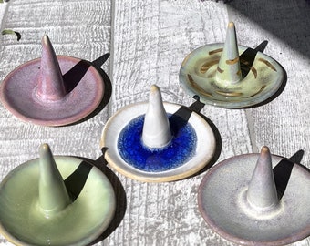 Handmade Clay Ring Holder: Jewelry Stand with Unique Glazed Dish