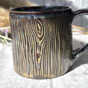 Handmade Wood Log mug, 350ml (11.5oz), Tree bark, winter Christmas gifts, ready to ship