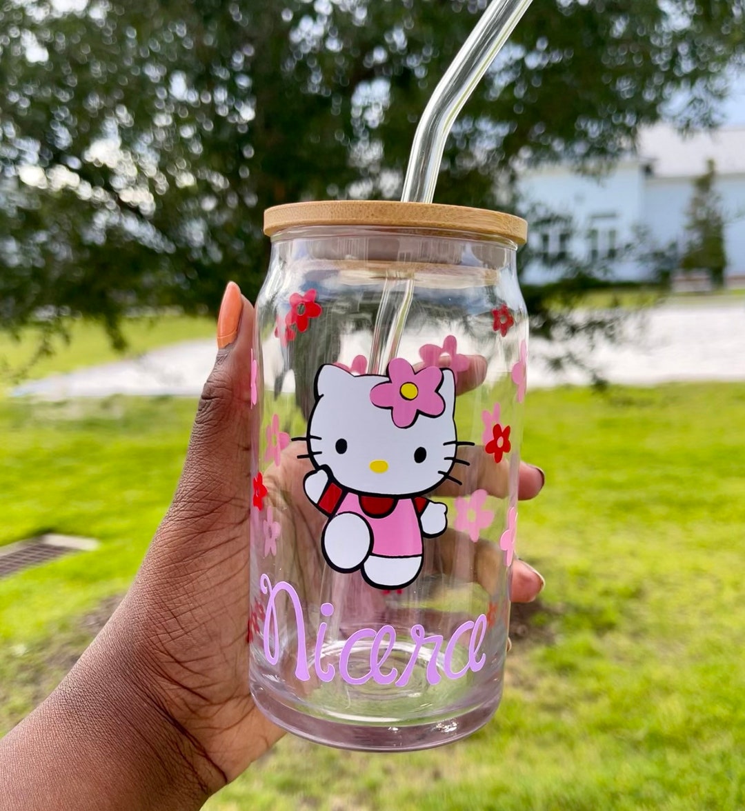 Cute Kitty Beer Can Iced Coffee Glass Cup With Lid and Straw -  in 2023