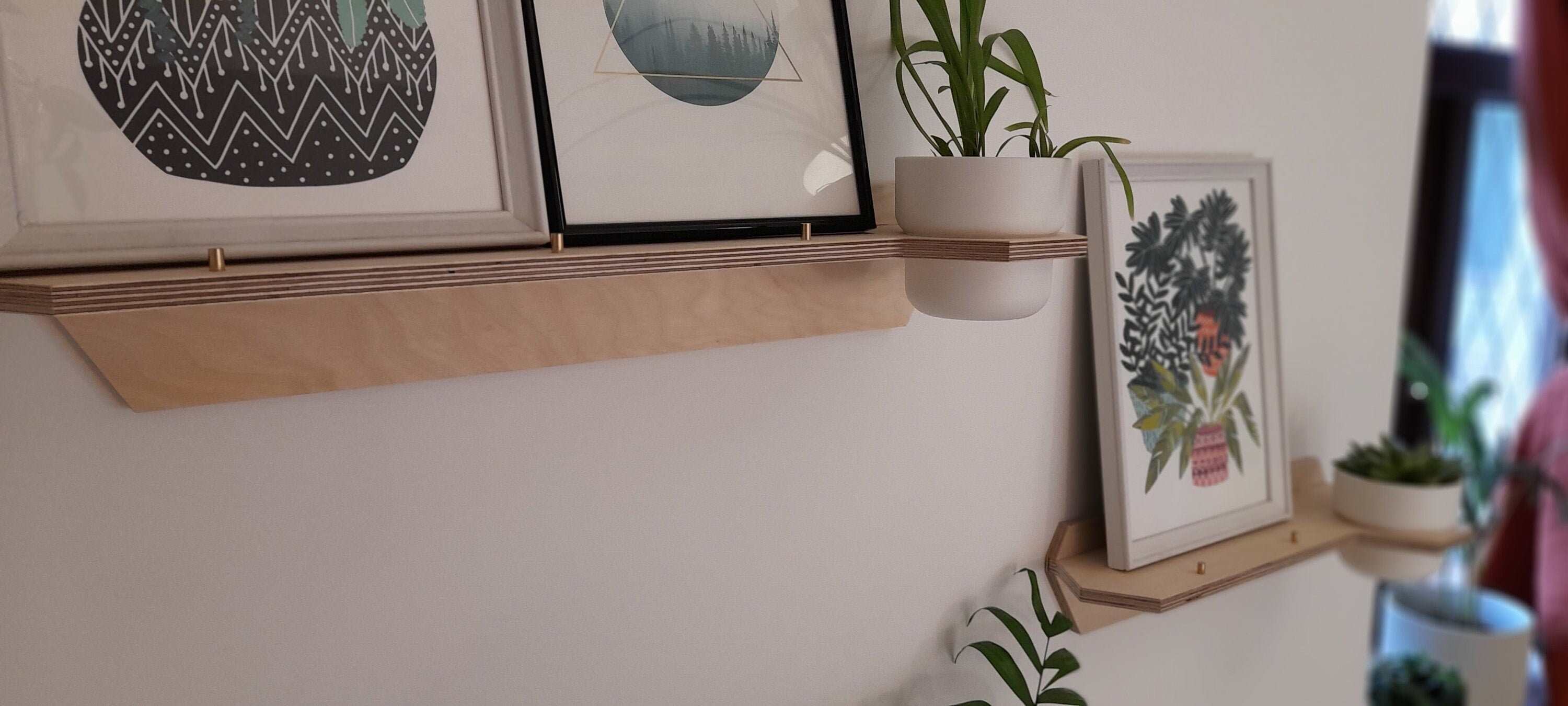 Plywood picture ledge display Hand crafted hexagon plant Etsy