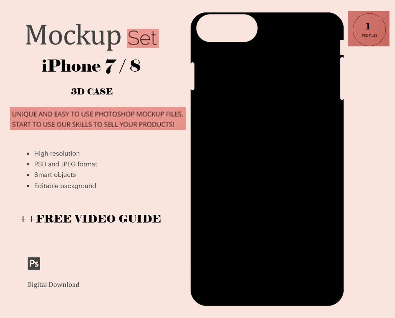 Download IPhone 7 / 8 Case Mock Up Sublimation iPhone Case Mock Up ...