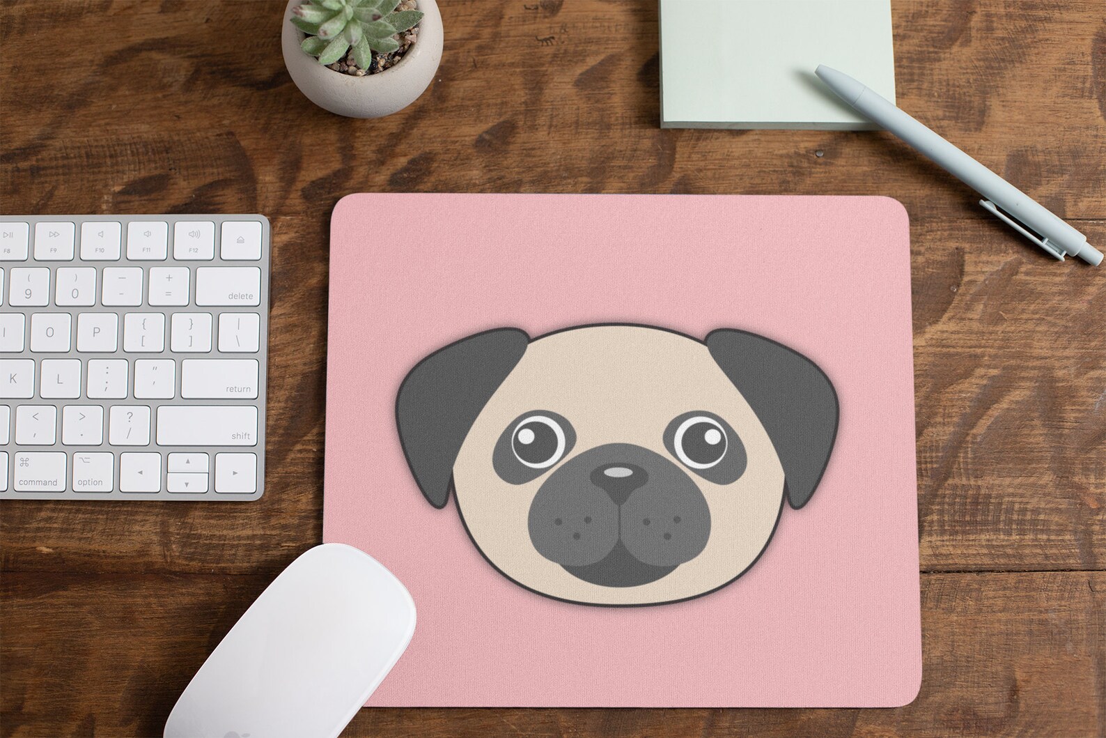 Pug Dog Mouse Pad Rectangle Mouse Pad For Dog Lover Desk Etsy