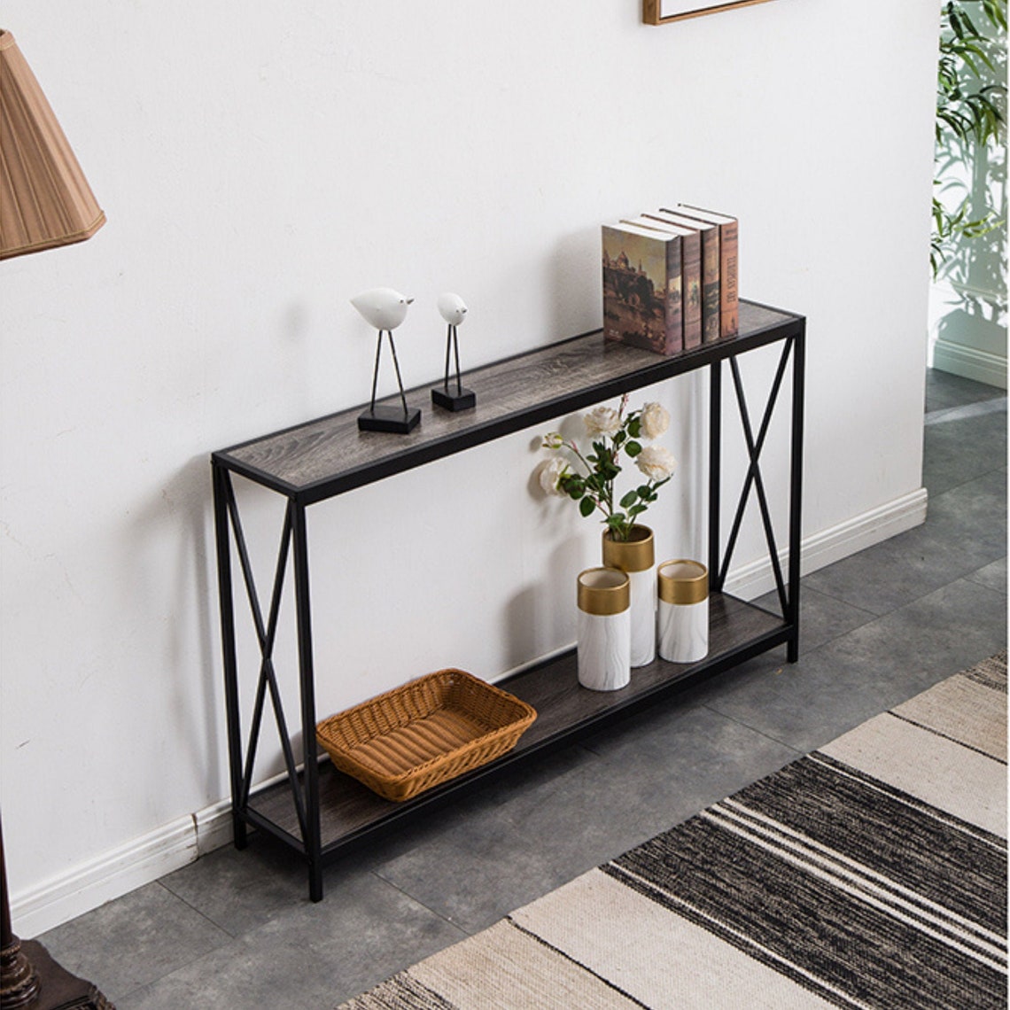 Sleek Design Console Table Black Metal Frame Hallway Entryway | Etsy